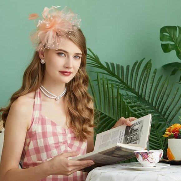 Fascinators Hat for Women Tea Party Headband Kentucky Derby Wedding Flower Cockt - Picture 4 of 8